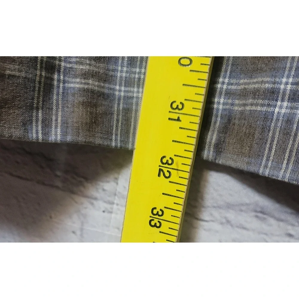 Abrams Blazer Mens  Brown Linen Cotton Plaid Sport Coat Jacket Two Button Casual